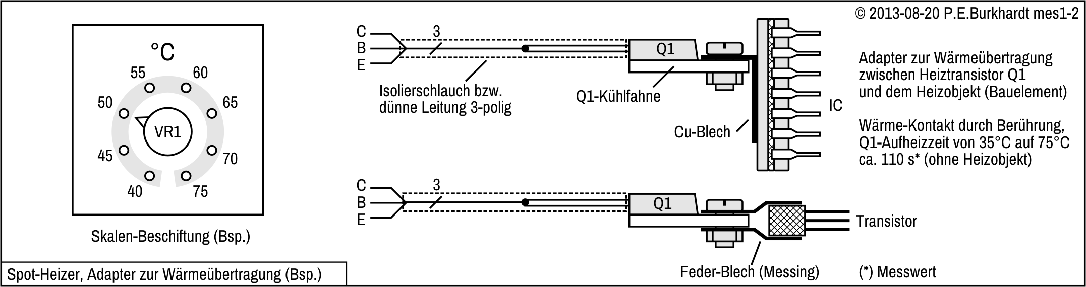 Temperatur-Regelung mit dem 723, Bauelemente-Adapter für den Spot-Heizer