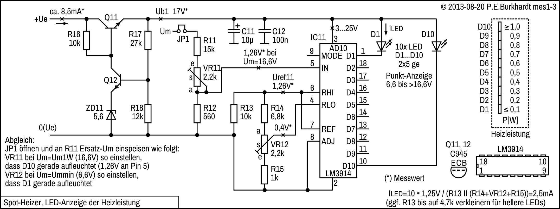 LED-Anzeige der Spot-Heizleistung, LM3914