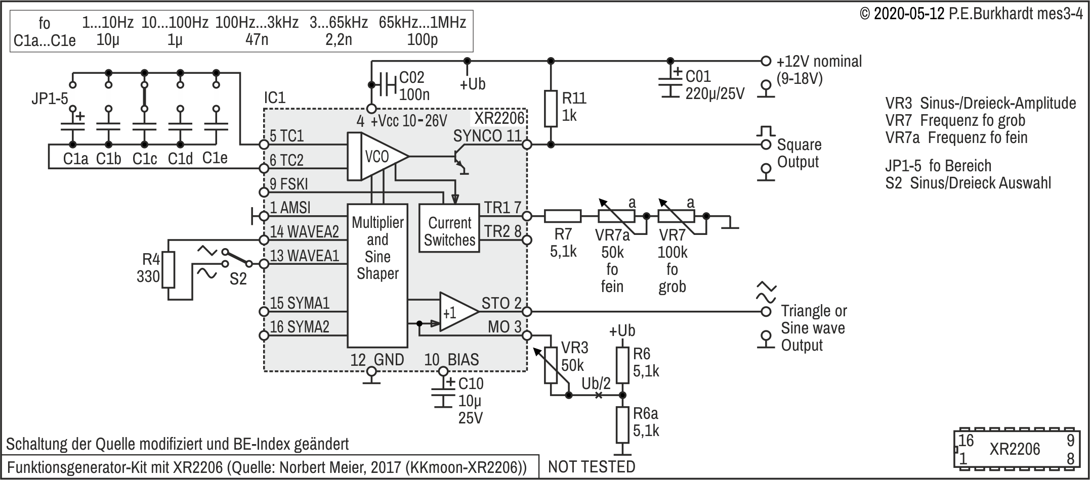 Funktionsgenerator XR2206, KKmoon-XR2206-Kit