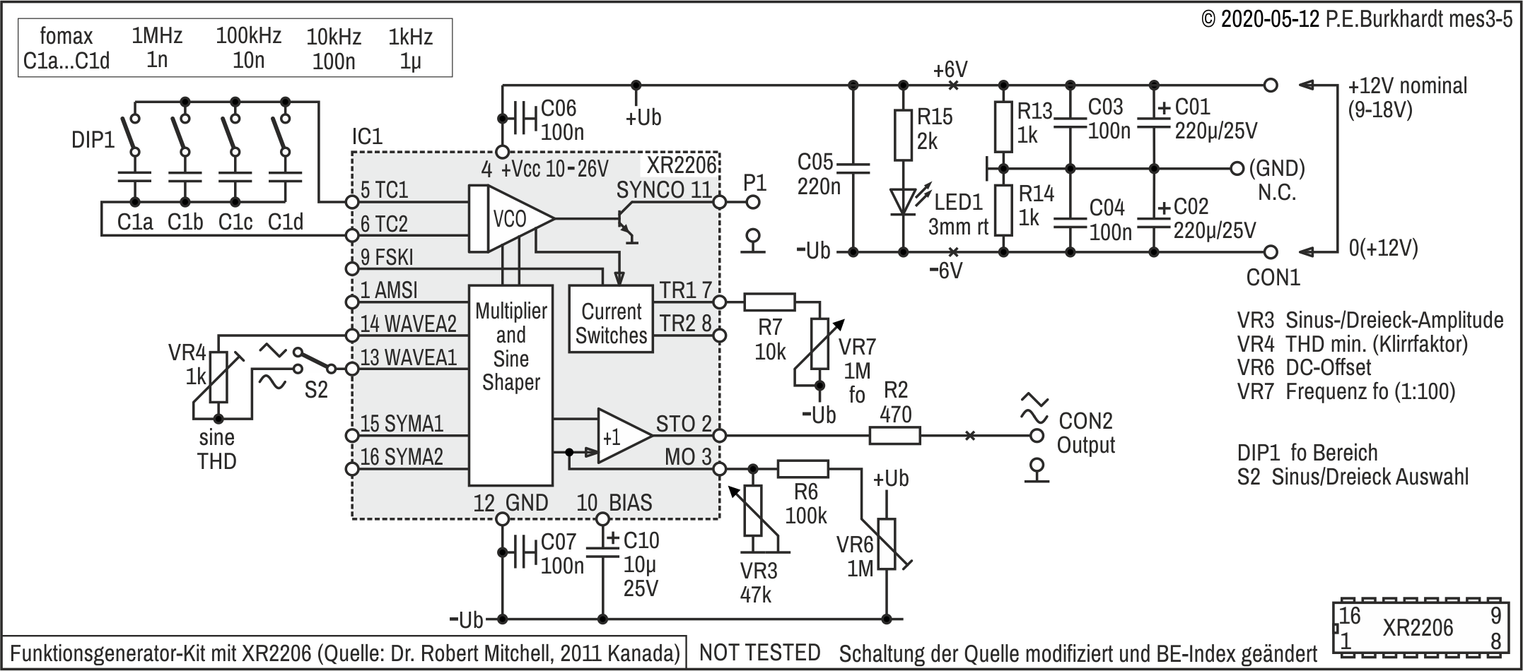 Funktionsgenerator XR2206-Kit (2011, Kanada)