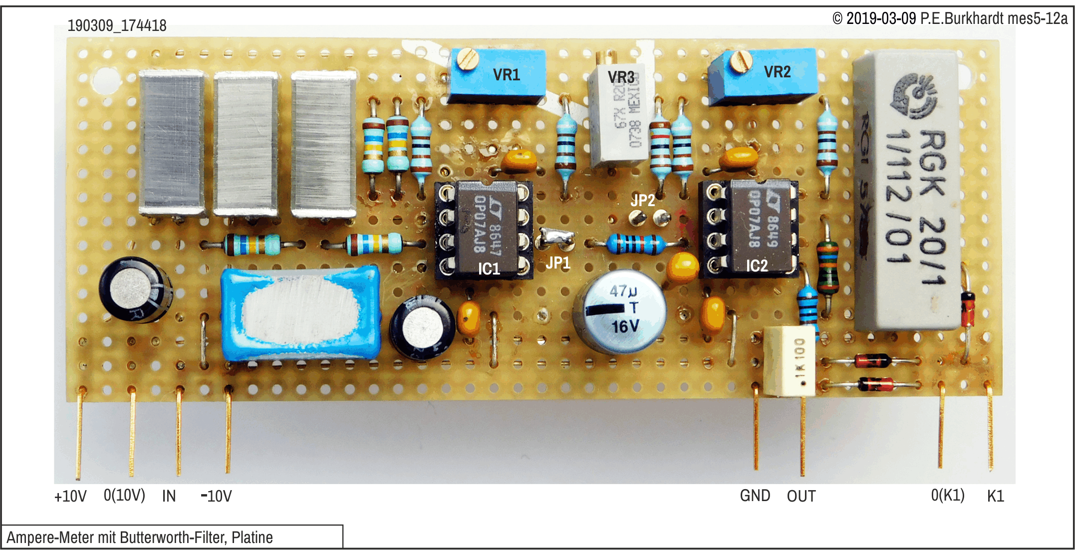 Milliampere-Meter DC/AC mit Butterworth-Filter, Leiterplatte