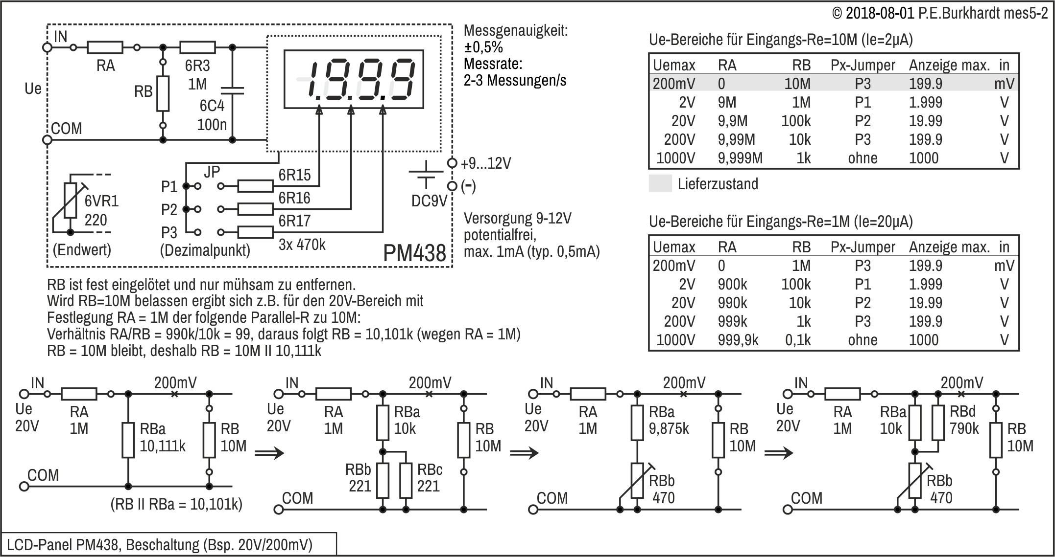 Panel PM438 (200 mV), Messbereichs-Erweiterung