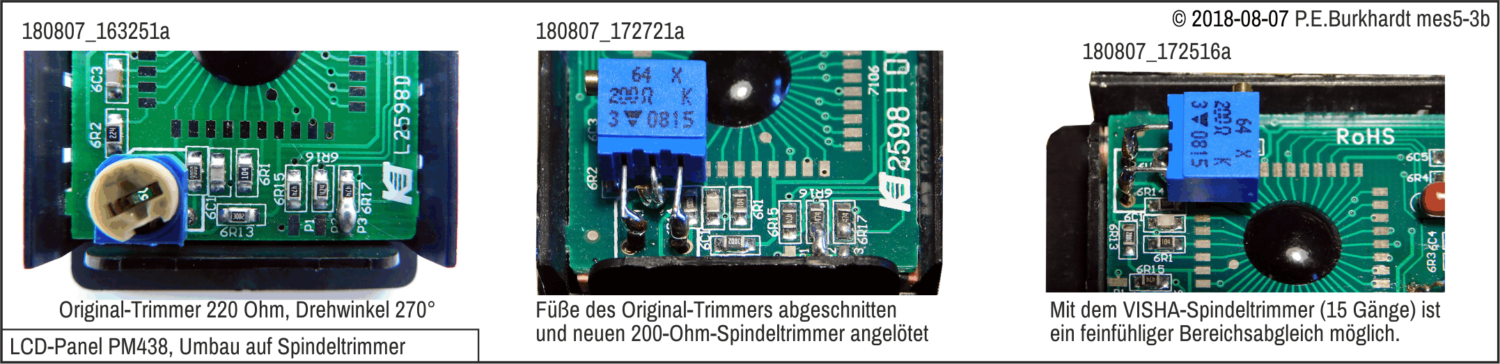 Panel PM438 (200 mV), Endwertabgleich