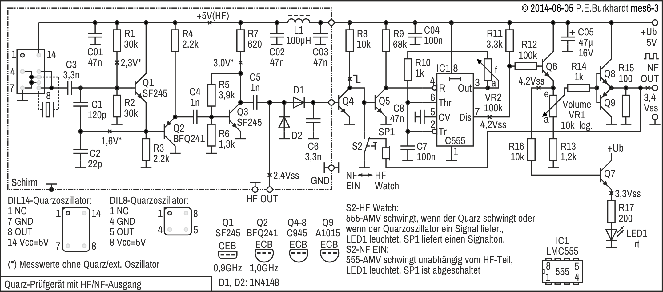 Quarz-Tester mit HF/NF-Ausgang