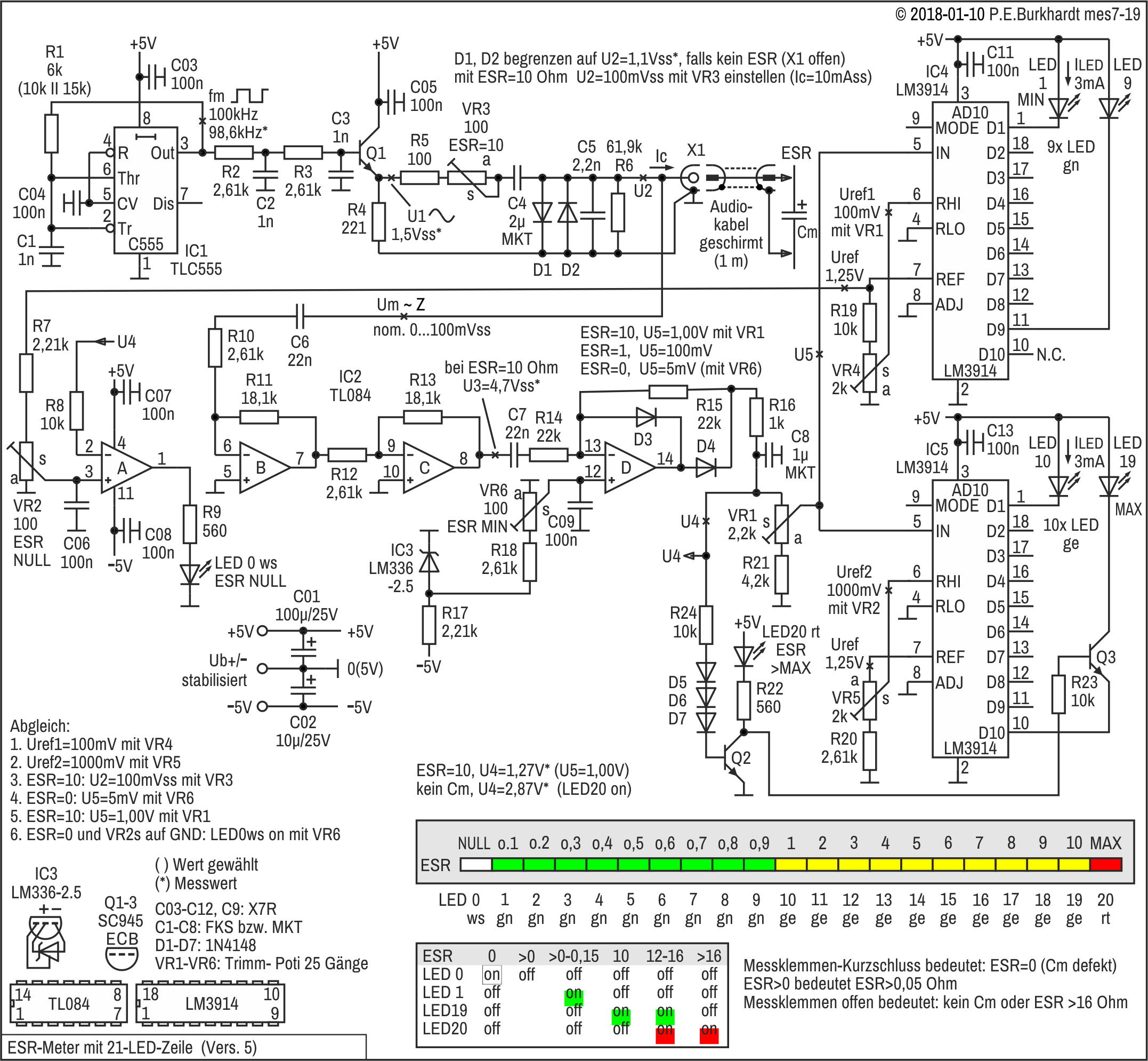 ESR-Messgert (5), 100 kHz, mit LED-Zeile