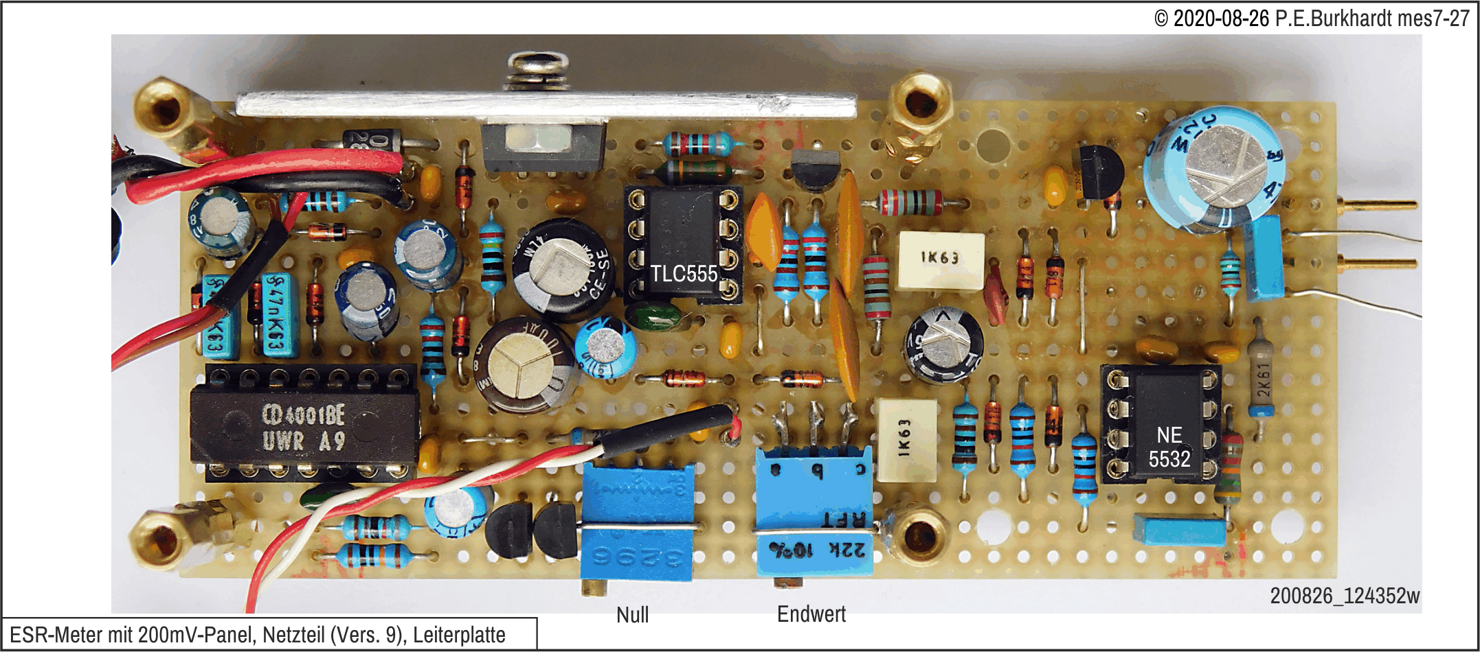 ESR-Messgert (9), mit Digital-Panel DPM438 und Netzteil (Aufbau)