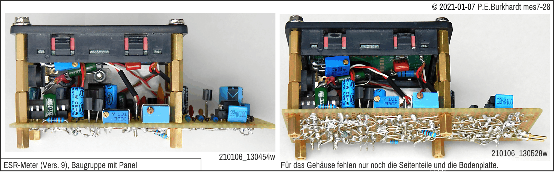 ESR-Messgert (9), mit Digital-Panel DPM438 und Netzteil (Aufbau mit Panel)