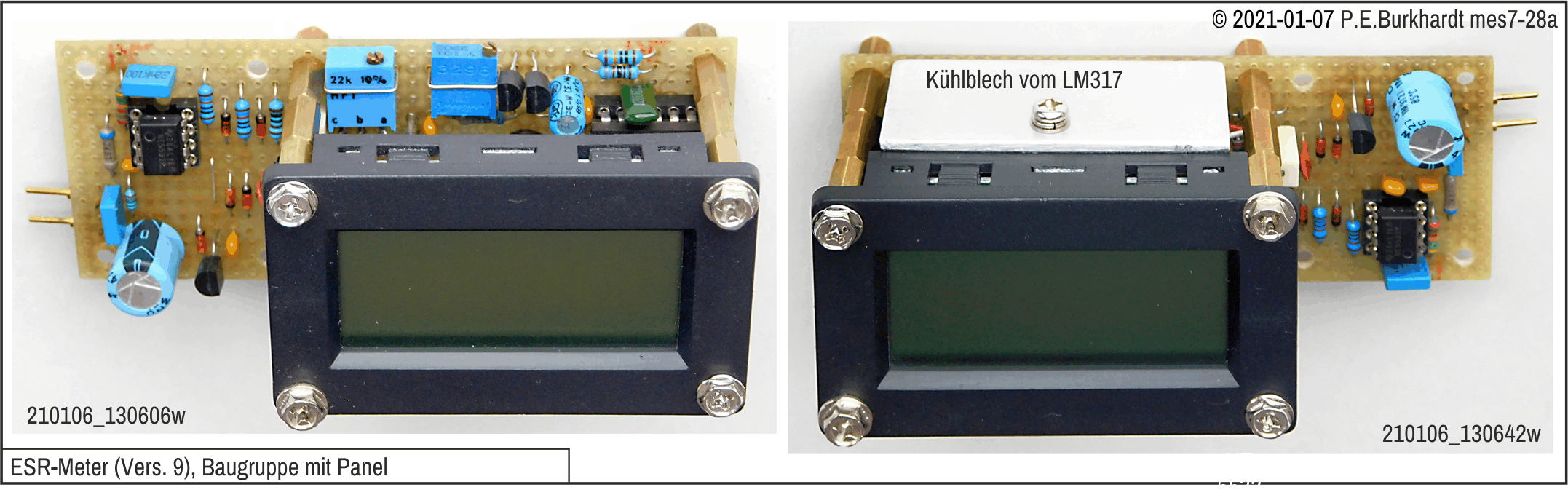 ESR-Messgert (9), mit Digital-Panel DPM438 und Netzteil (Aufbau mit Panel)